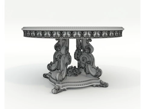 Classic European style Dining Table and Chairs 50 3D Model