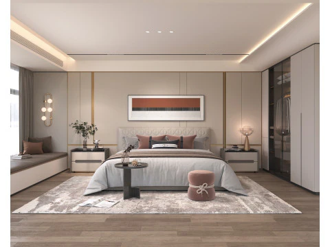 Modern Yatak Odası Sahnesi 45 3D Model