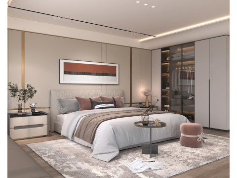 Modern Bedroom Scene 45 3D Модель
