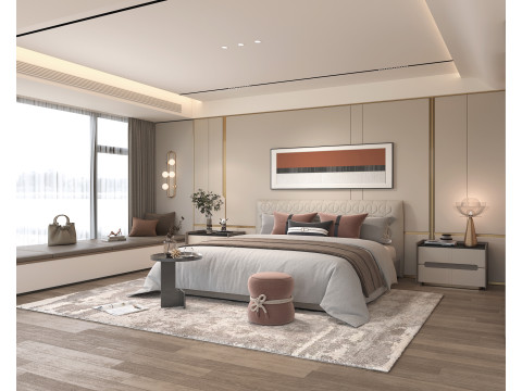 Modern Bedroom Scene 45 3D Модель