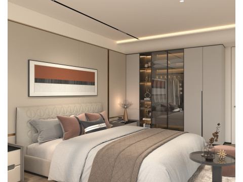 Modern Bedroom Scene 45 3D Модель