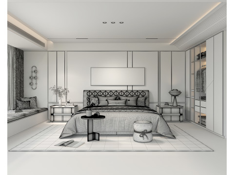 Modern Bedroom Scene 45 3D Модель