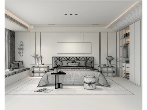 Moderne Schlafzimmerszene 45 3D Modell