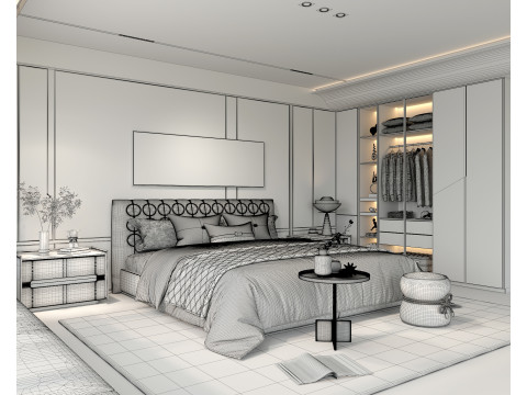 Modern Bedroom Scene 45 3D Модель