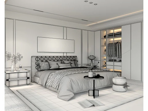 Moderne Schlafzimmerszene 45 3D Modell