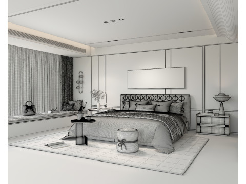 Modern Bedroom Scene 45 3D Модель