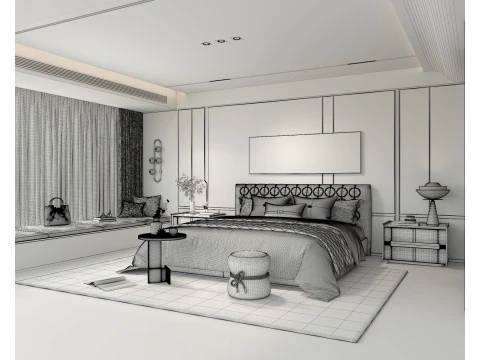 Moderne Schlafzimmerszene 45 3D Modell