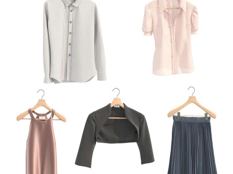 Cole&ccedil;&atilde;o de roupas femininas 21 Modelo 3D