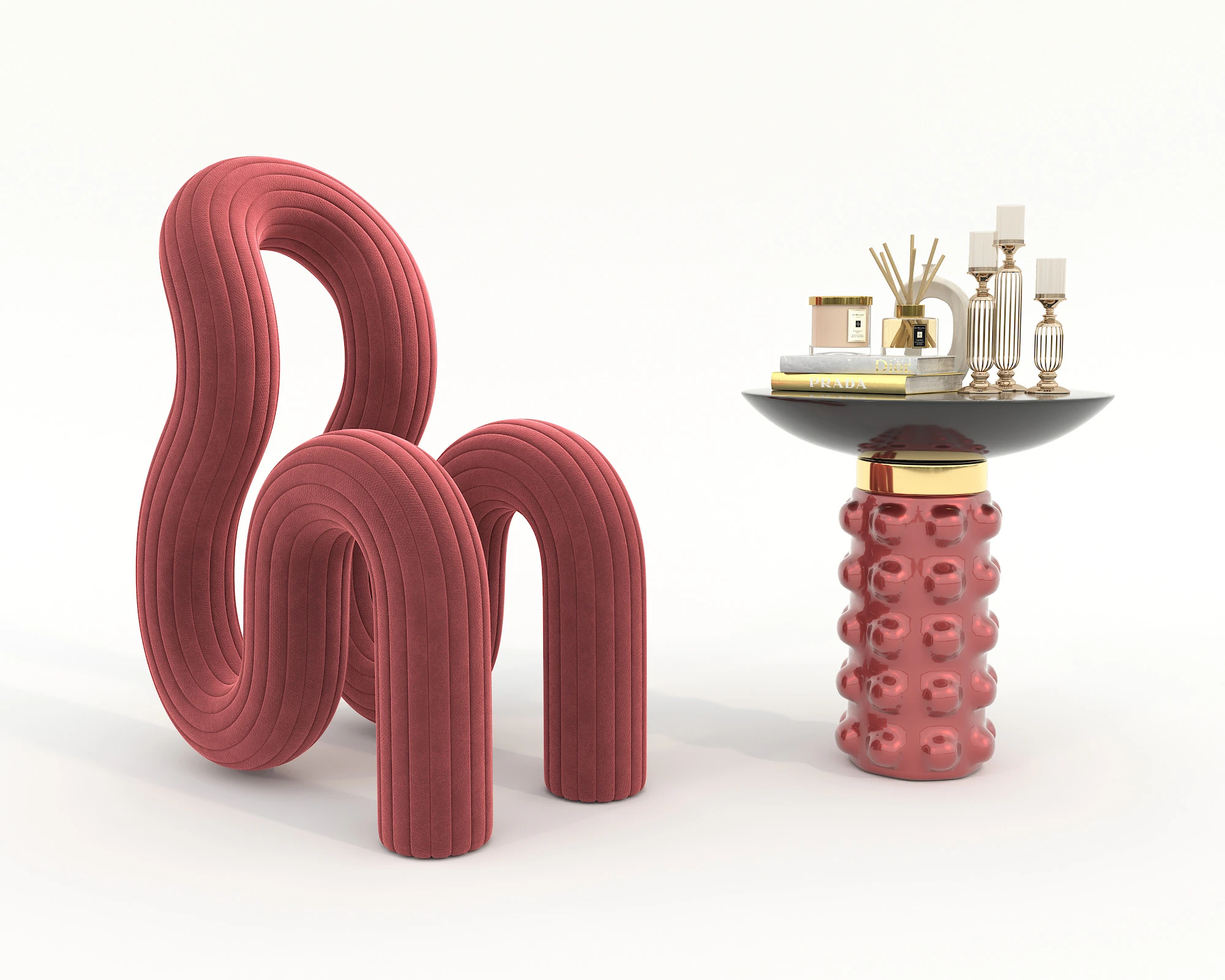 Modern Coffee Table and Chair 20 3D Model .c4d .max .obj .3ds .fbx .stl .blend 