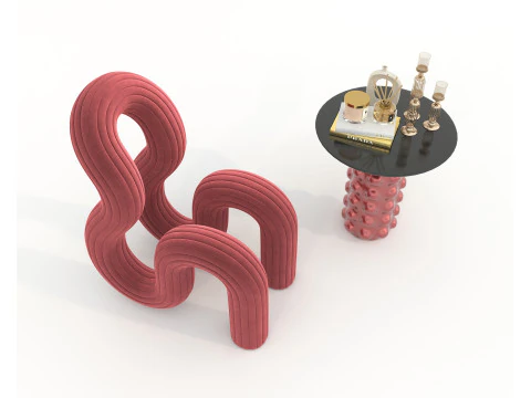 Modern Coffee Table and Chair 20 3D Model