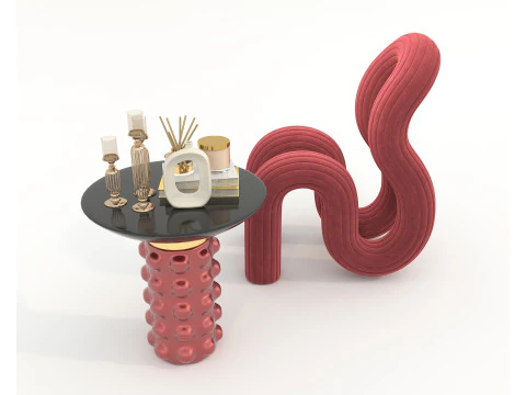 Modern Coffee Table and Chair 20 3D Model