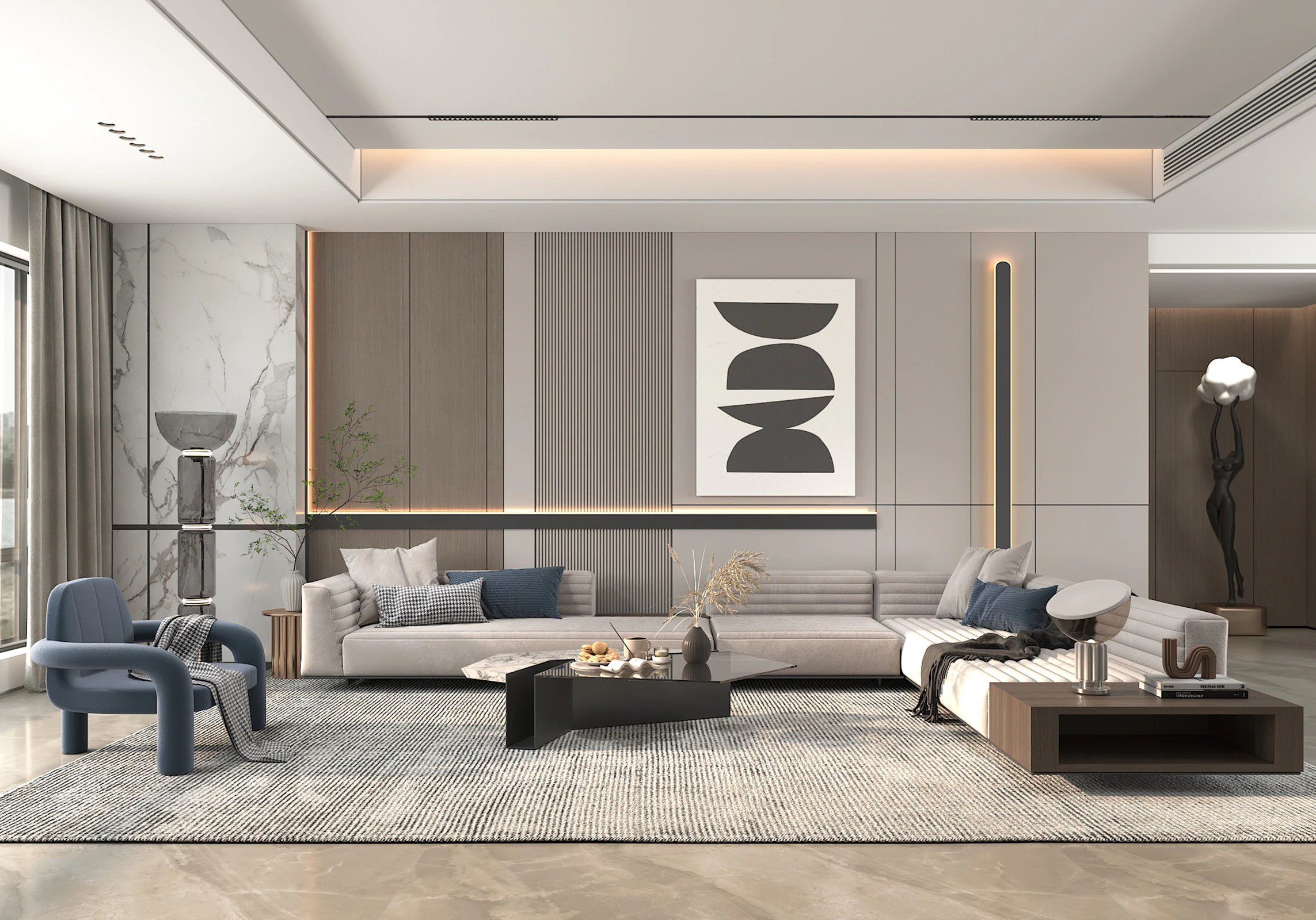 Living Room Scene 12 3D Model .c4d .max .obj .3ds .fbx .stl .blend