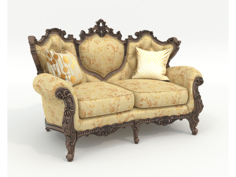 Classic European Style Sofa and Armchair Set 6 Model 3D