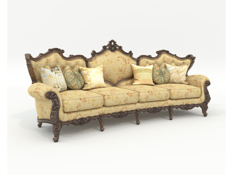 Classic European Style Sofa and Armchair Set 6 Model 3D