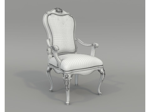 Classic European style Dining Table and Chairs 52 3D Model