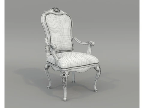 Classic European style Dining Table and Chairs 52 3D Model