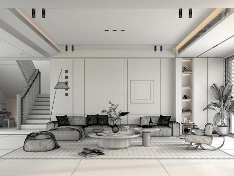 Living Room Scene 13 3D Model