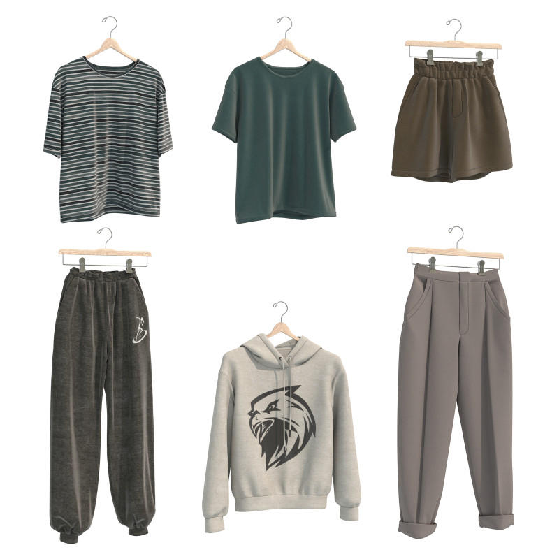 Clothing on Hanger 12 3D Model .c4d .max .obj .3ds .fbx .stl .blend 