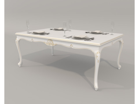 Classic European style Dining Table and Chairs 53 3Dモデル