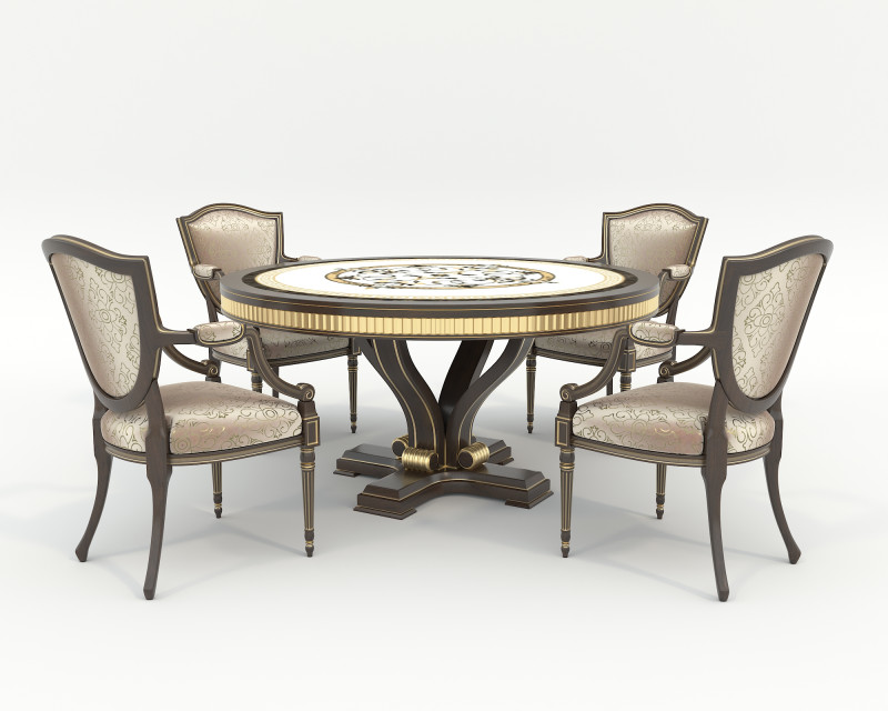 European style Dining Table and Chairs 13 Modèle 3D .c4d .max .obj .3ds .fbx .stl .blend