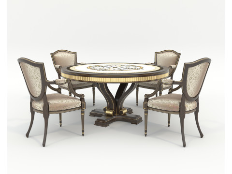 European style Dining Table and Chairs 13 Modelo 3D