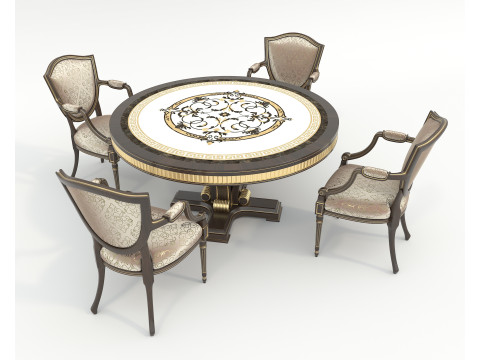 European style Dining Table and Chairs 13 Modèle 3D