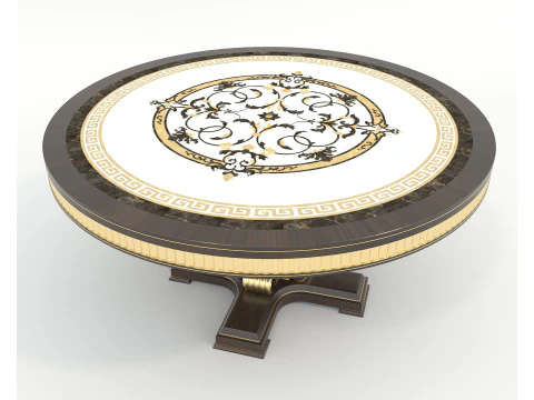 European style Dining Table and Chairs 13 3D Model