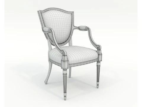 European style Dining Table and Chairs 13 3D Model