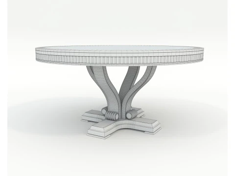 European style Dining Table and Chairs 13 3D Model