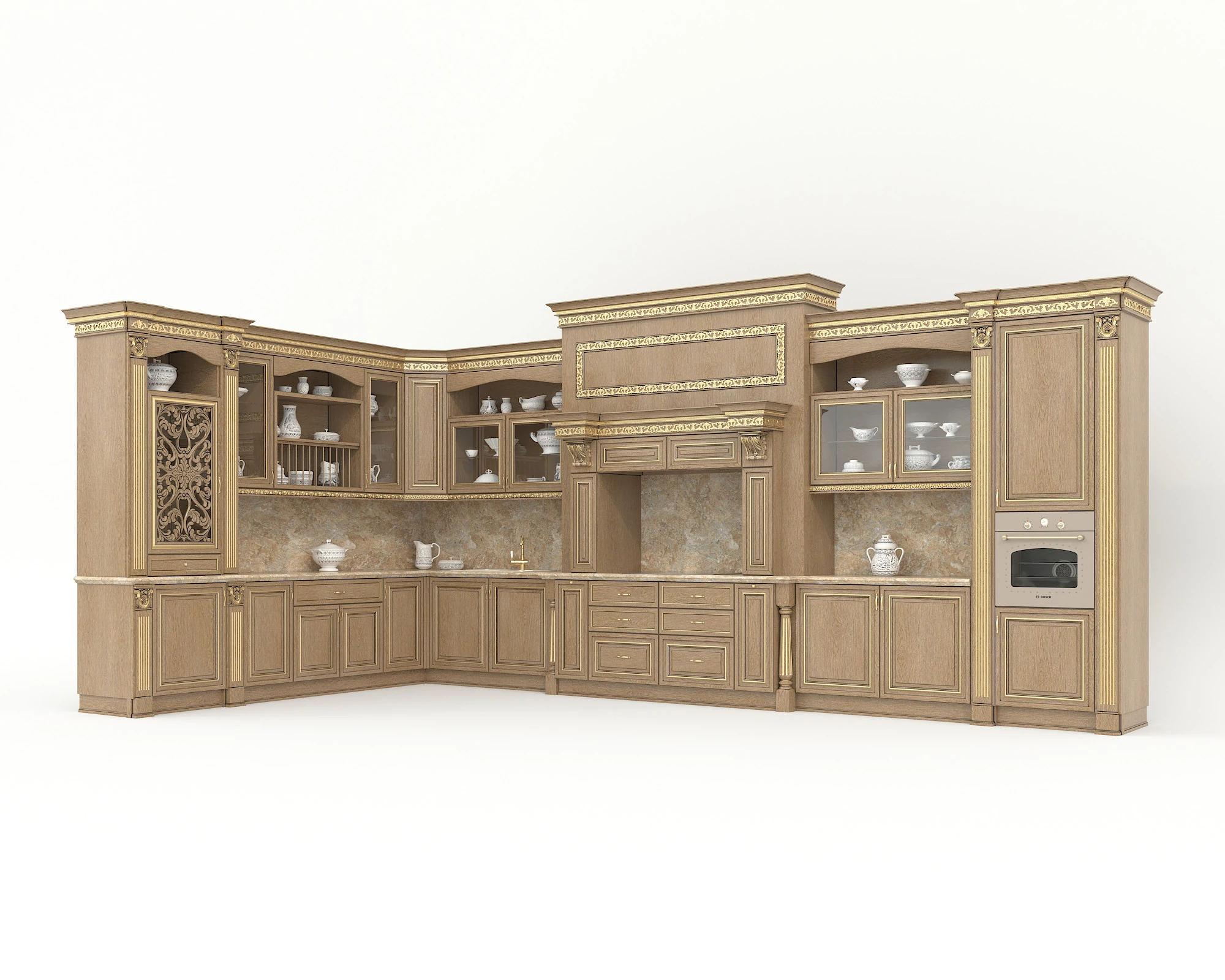Classic European style Kitchen Cabinet 22 3D Model .c4d .max .obj .3ds .fbx .stl .blend 