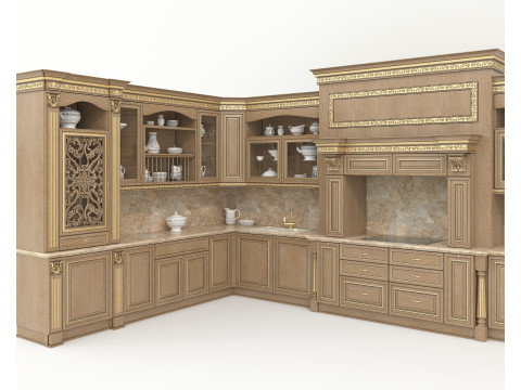 Classic European style Kitchen Cabinet 22 Model 3D