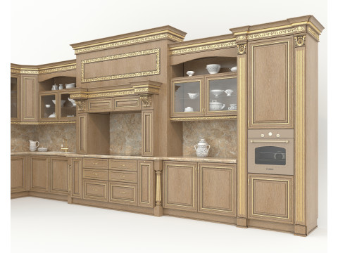 Classic European style Kitchen Cabinet 22 Model 3D