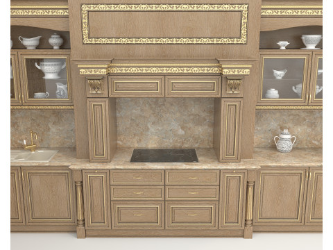 Classic European style Kitchen Cabinet 22 Model 3D