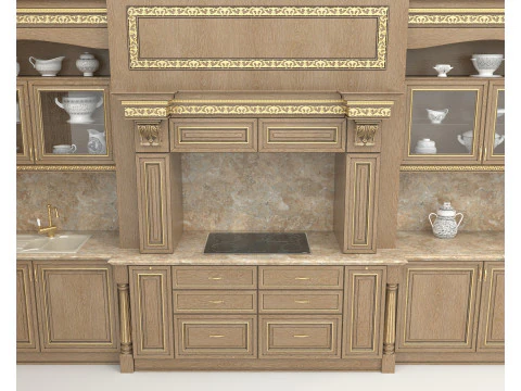 Classic European style Kitchen Cabinet 22 3D Model