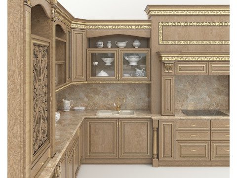 Classic European style Kitchen Cabinet 22 Model 3D