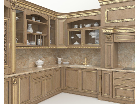 Classic European style Kitchen Cabinet 22 Model 3D