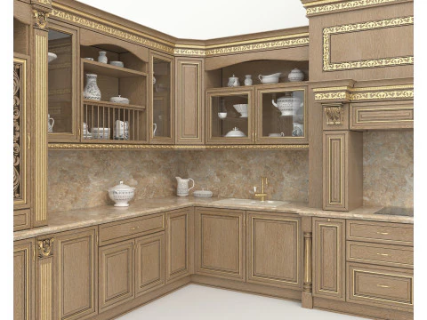 Classic European style Kitchen Cabinet 22 3D Model