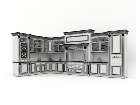 Classic European style Kitchen Cabinet 22 Model 3D