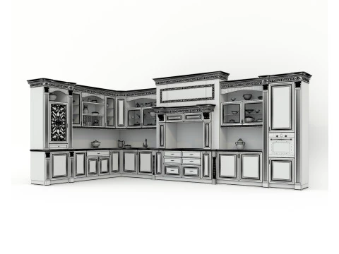 Classic European style Kitchen Cabinet 22 3D Model