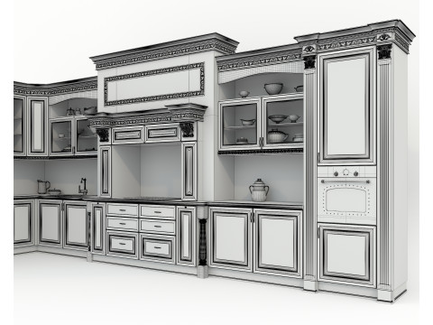 Classic European style Kitchen Cabinet 22 Model 3D
