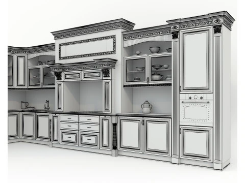 Classic European style Kitchen Cabinet 22 3D Model