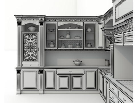Classic European style Kitchen Cabinet 22 Model 3D