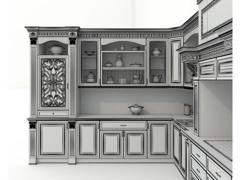 Classic European style Kitchen Cabinet 22 3D Model