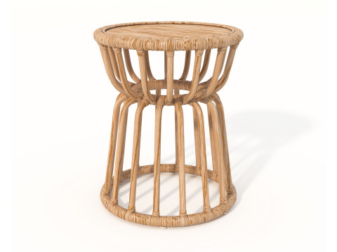 Rattan Coffee Table and Chairs 7 Modello 3D