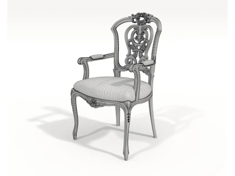 Classic European style Dining Table and Chairs 54 3D Model