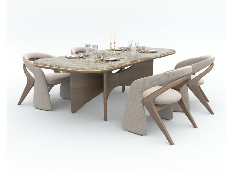 Modern Dining Table and Chairs 41 3D Model