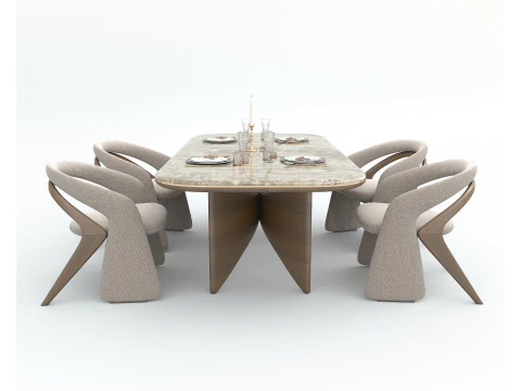 Modern Dining Table and Chairs 41 3D Model