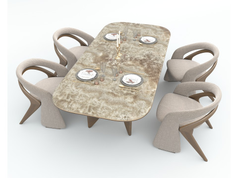 Modern Dining Table and Chairs 41 3D Модель