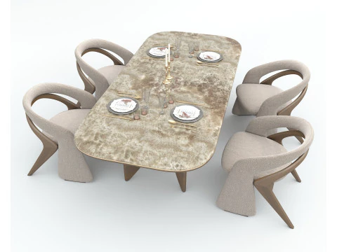 Modern Dining Table and Chairs 41 3D Model