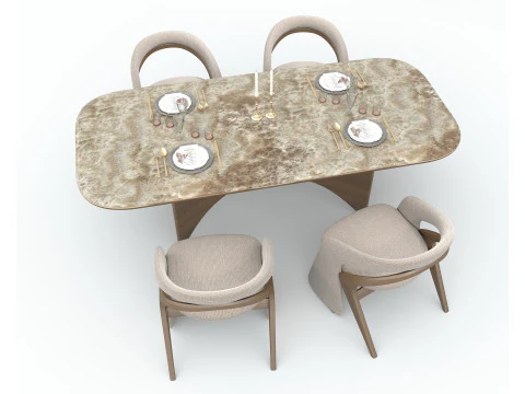 Modern Dining Table and Chairs 41 3D Model
